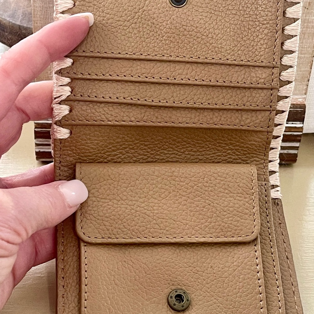 FRYE Leather Wallet with Woven Trim - Picture 2 of 5